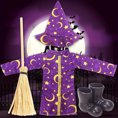 3pcs Elf Accessories Halloween Robe Mini Broom Small Shoes Christmas Toys