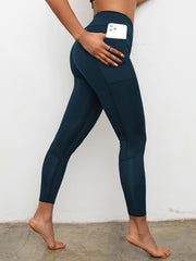 High Waisted Workout Leggings Solid Color Yoga Gym Tight Pants with Pocket