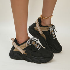 Women's Lace up Breathable Thick Sole Dad Shoes Non slip Chunky Sneakers