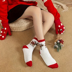 Christmas Socks Santa Claus Deer Thickened Velvet Adult Floor Socks