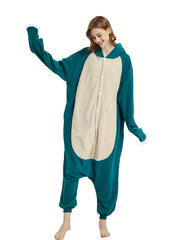 Animal Hooded Button Up Cosplay Jumpsuit