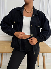 Corduroy Button Up Jacket Long Sleeve Outwear