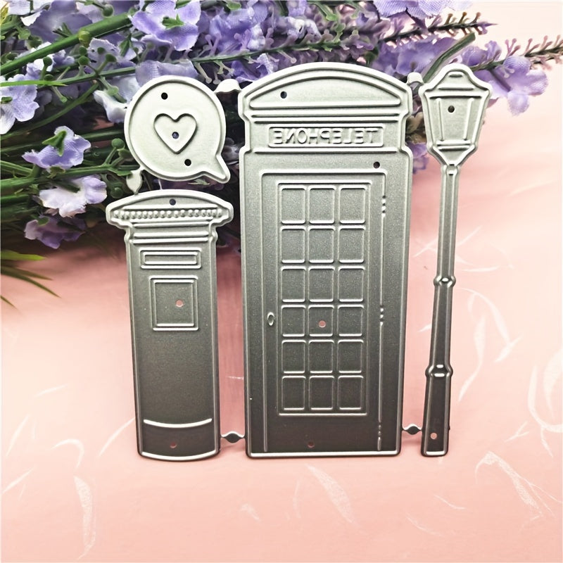 Metal Carbon Steel Cartoon Telephone Booth Greeting Card Embossing Die