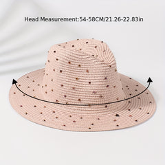 Pink Sun Hat Wide Brim Straw Jazz Hat French Style Summer Travel Beach Hats