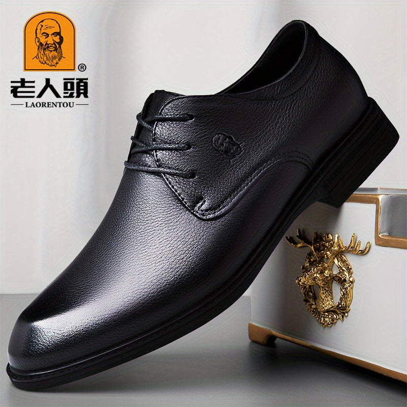 LAORENTOU Men's Leather Loafer Shoes Lightweight Lace Up Dress Shoes