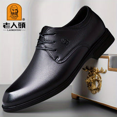 LAORENTOU Men's Leather Loafer Shoes Lightweight Lace Up Dress Shoes