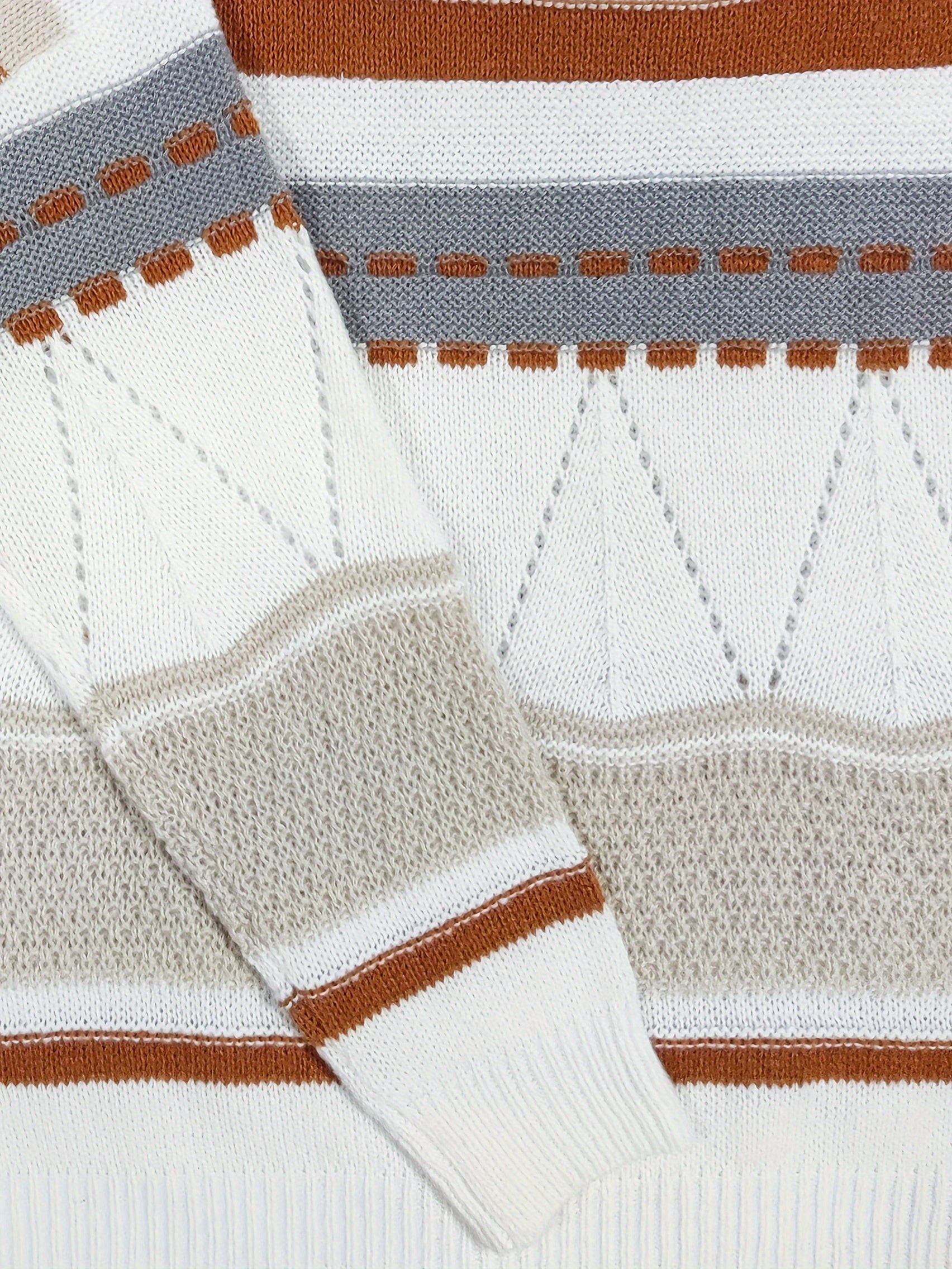 Casual Sweater Women's Plus Colorblock Stripe Print