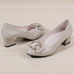 Women's Chunky Heel Comfort Pumps Closed Toe Slip On Shoes