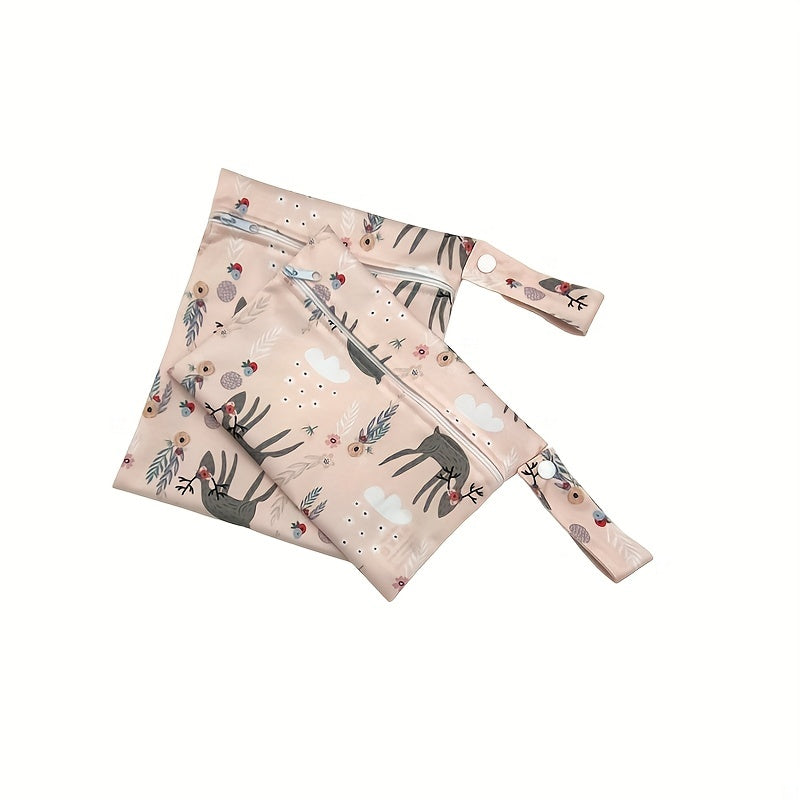 2pcs Elk Print Waterproof Diaper Bag Washable Travel Bag
