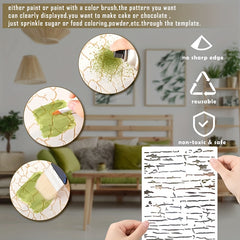 8pcs Reusable Texture Painting Stencil for DIY Layering Stencils Scrapbook