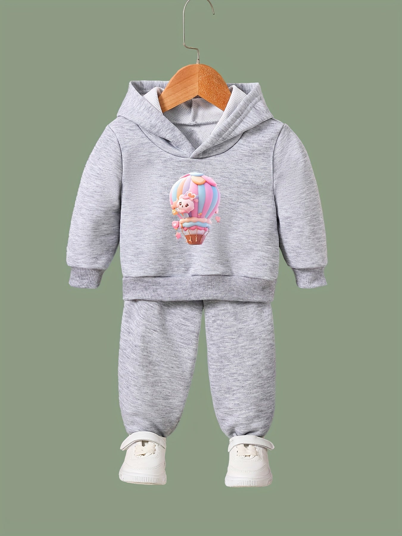 OERYUI Kids 2pcs Air Balloon Print Hoodies Pants Set