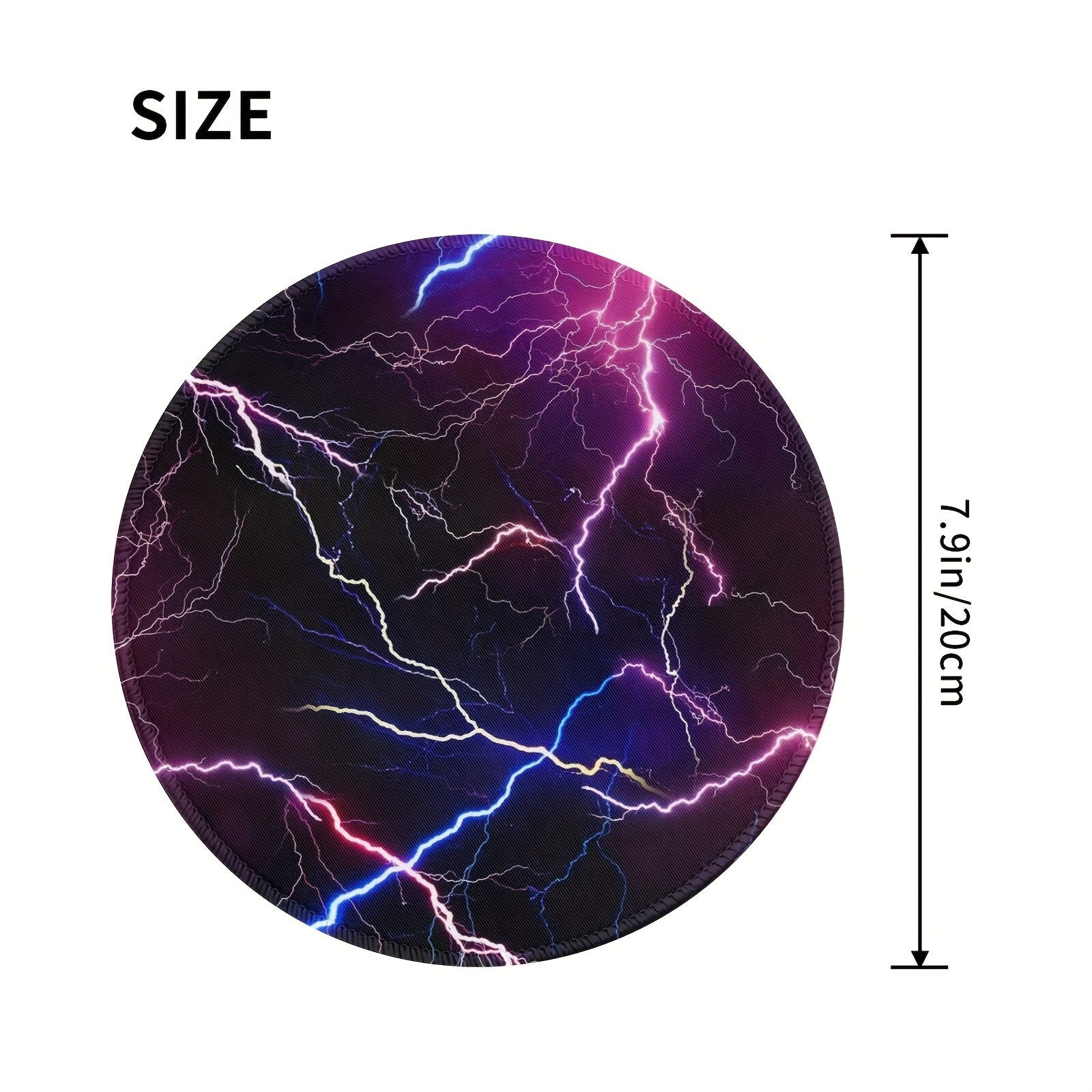 Lightning Pattern Mouse Pad 20x20cm for Gaming Computer Work Non-Slip Edge