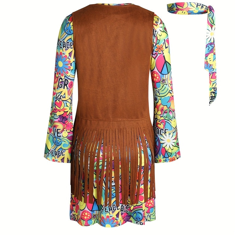 Hippie Printed Costume for Halloween Disco Party