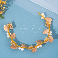 Golden Leaf Hairband & Earrings Bridal Set Headdress Hair Accessory