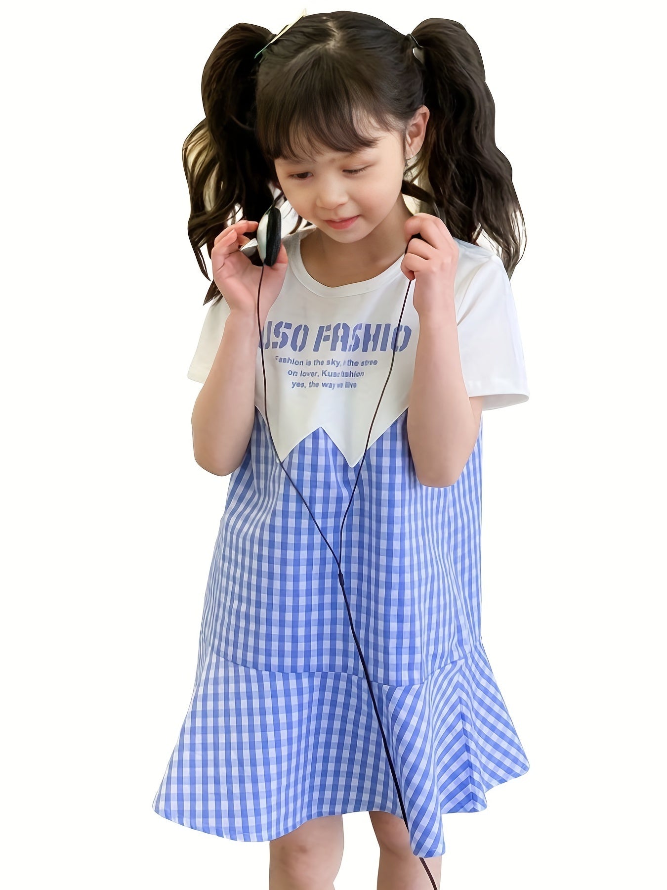 Girl's Letter Print One-piece Cotton Dress for Summer Party
