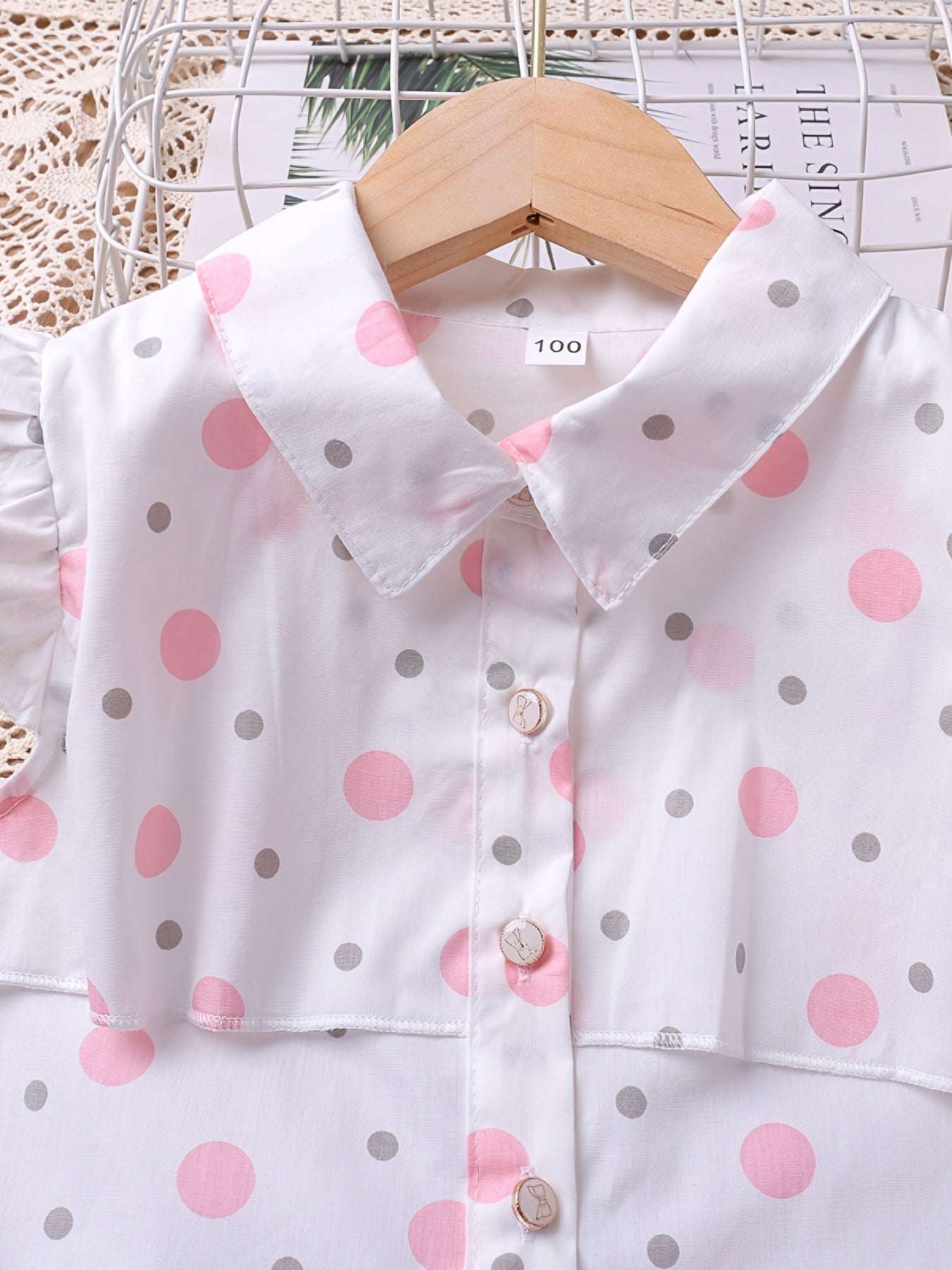 Toddler Girls Polka Dot Blouse & Bow Shorts Set
