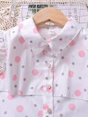 Toddler Girls Polka Dot Blouse & Bow Shorts Set
