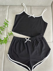 Solid Pajama Set Cami Top & Shorts Women's Sleepwear