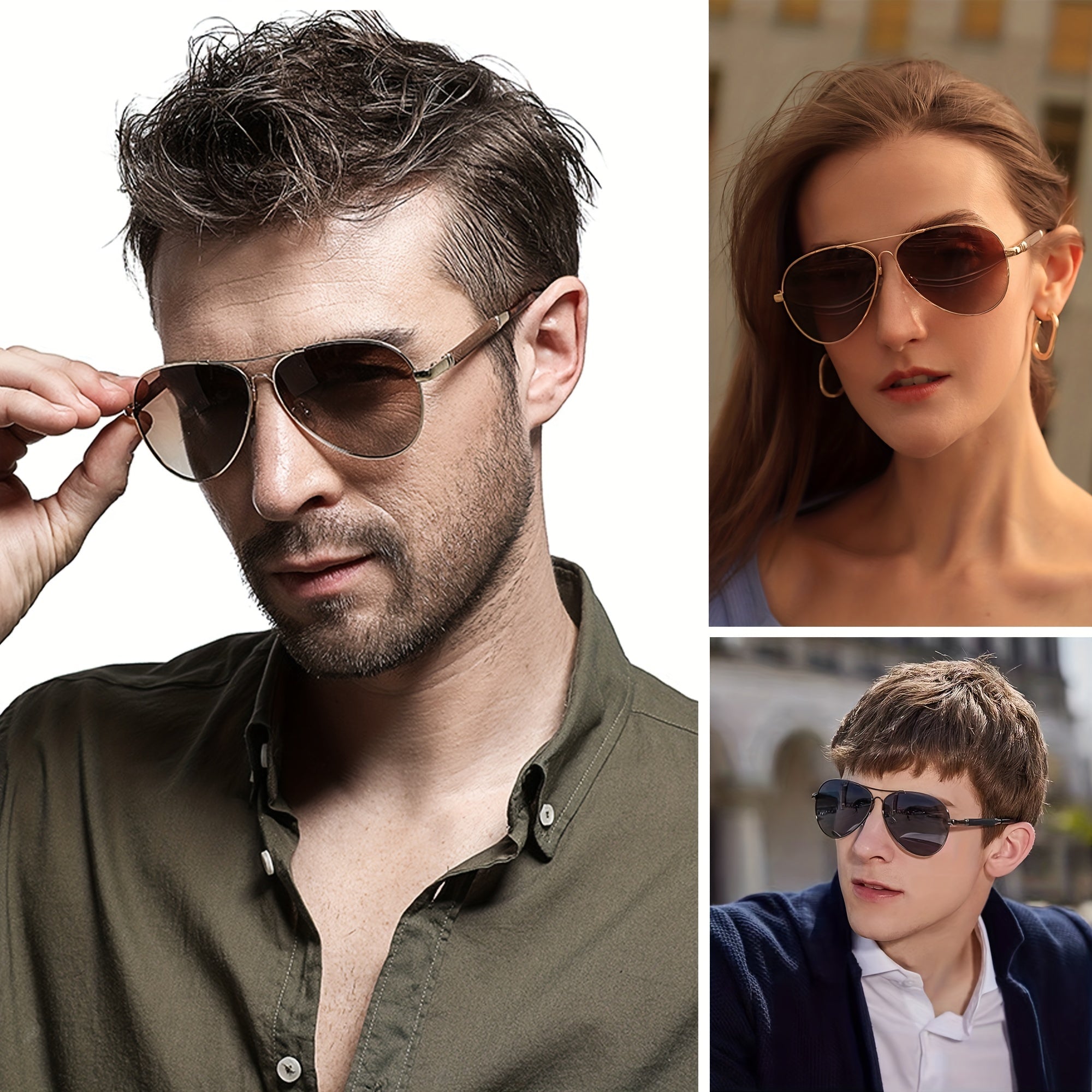CLLOIO Titanium Alloy Polarized Sunglasses Unisex Gradient Lens