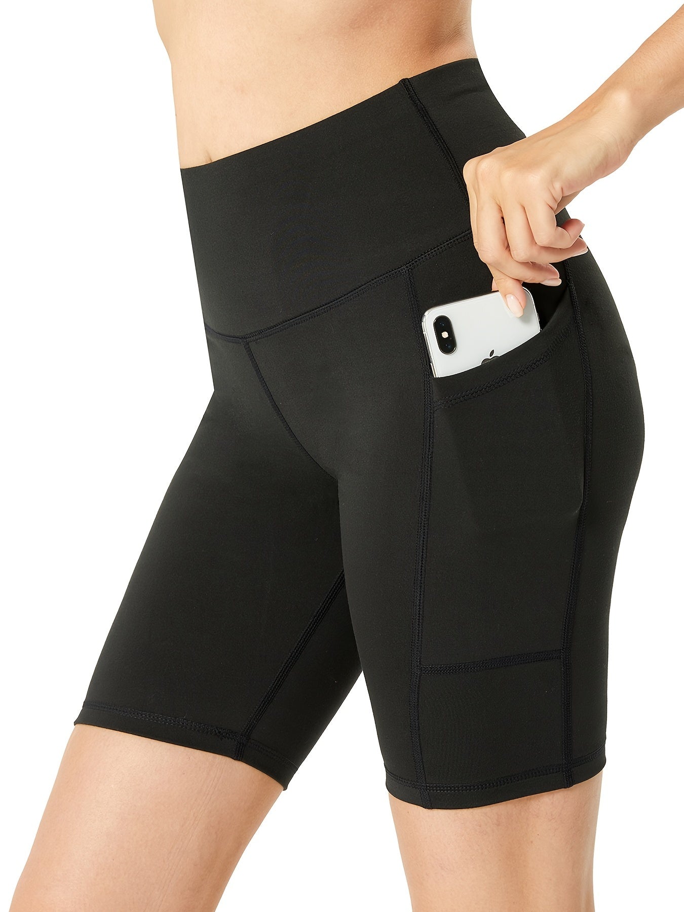 High Waisted Side Pockets Sports Shorts Yoga & Biker Shorts