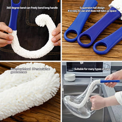 3pcs Long Handle Water Bottle Washing Brush 360 Flexible Foldable Cup Cleaning