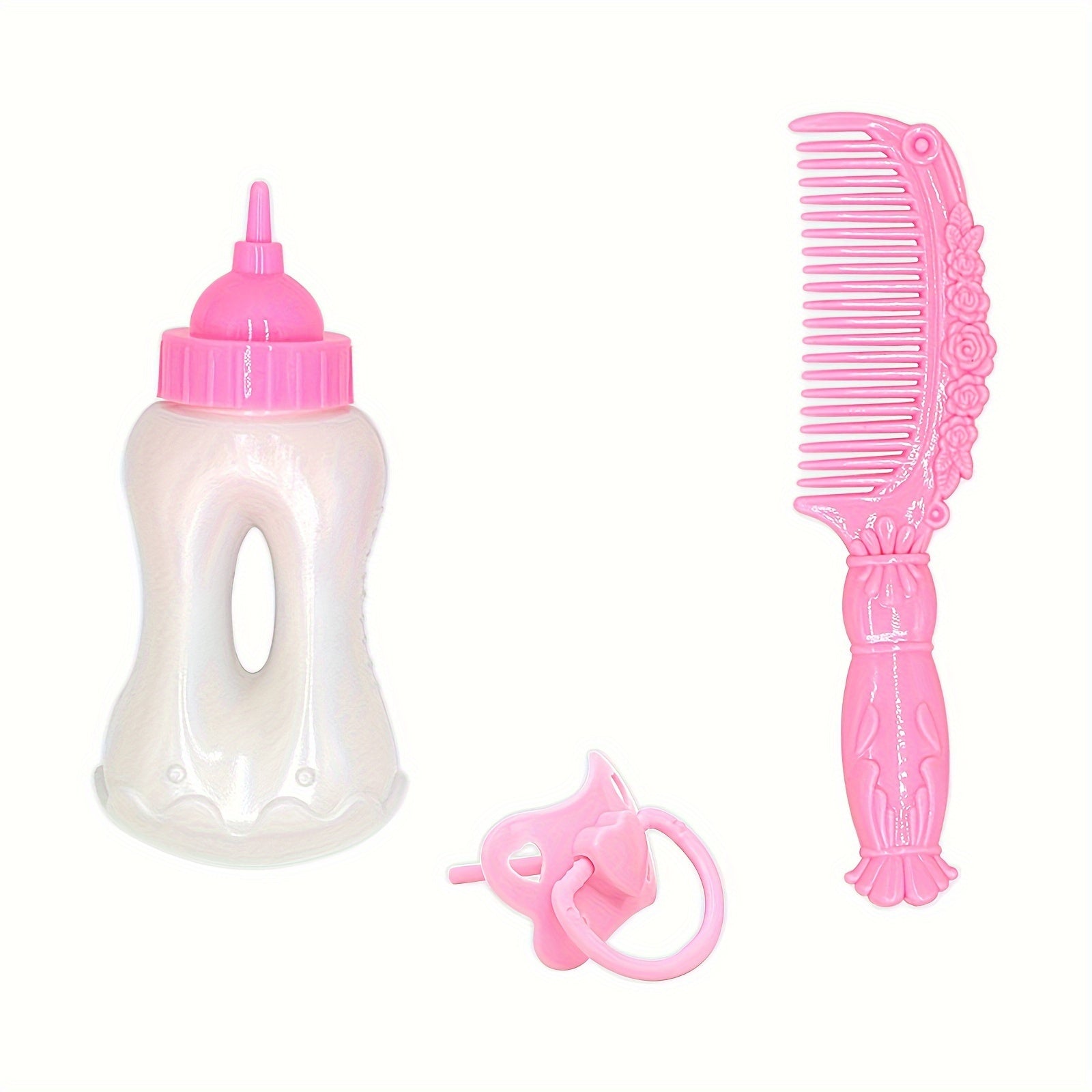 3pcs Doll Accessory Set - Pacifier, Bottle, Comb - Ideal for Grooming