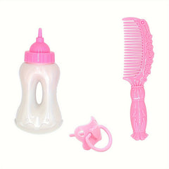 3pcs Doll Accessory Set - Pacifier, Bottle, Comb - Ideal for Grooming