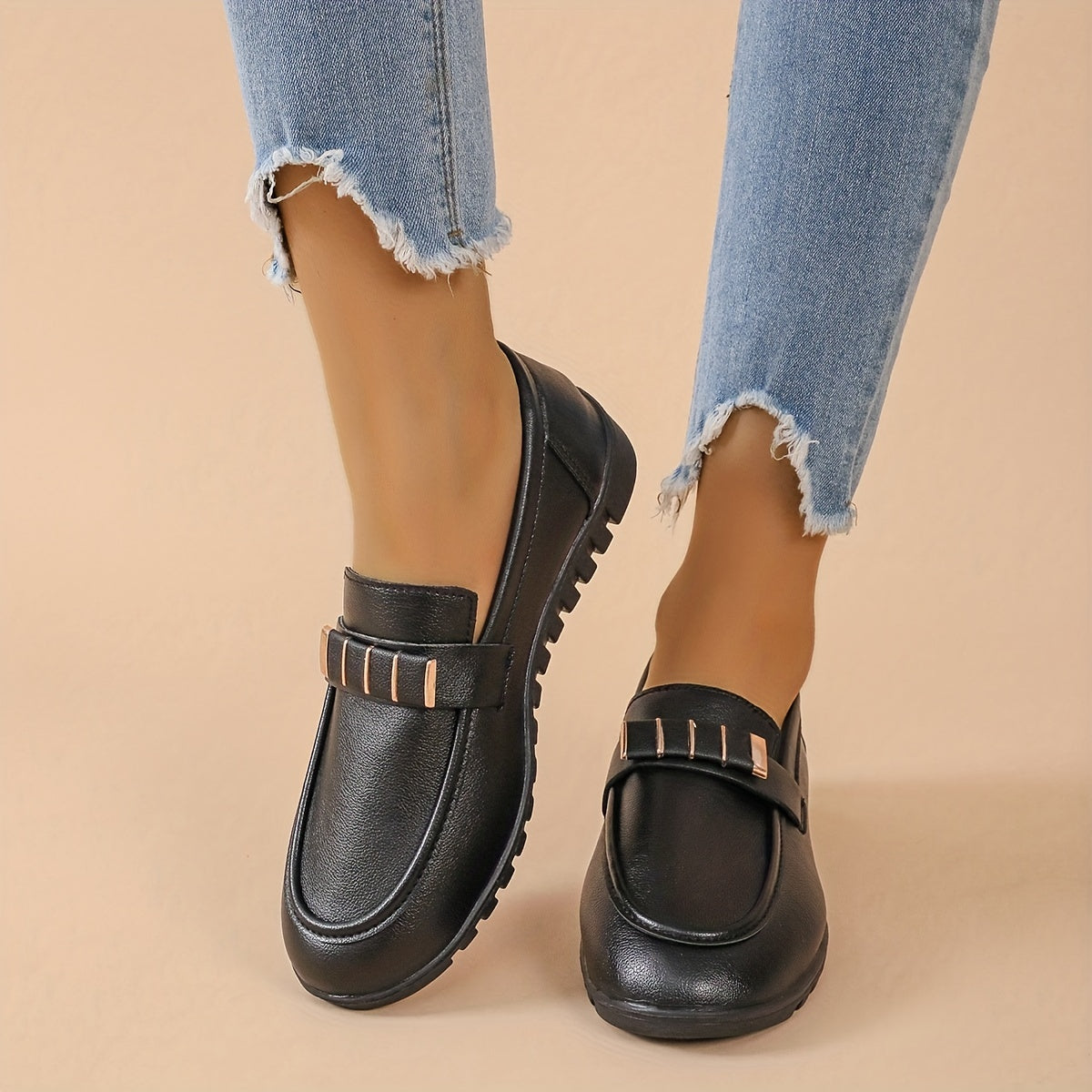 Women's Flat Loafers Comfy Solid Slip-On Shoes Soft Sole Flats