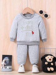 Toddler Baby Sweatshirt Trousers Set MOM DAD ME Print
