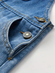 Vintage Style Denim Overalls with Front Pocket