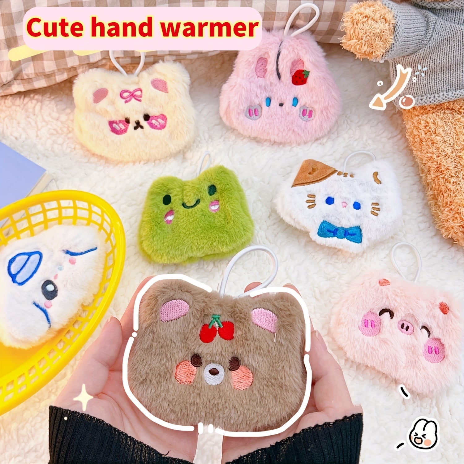 Portable Plush Hand Warmer with 4 Replacement Cores for Winter
