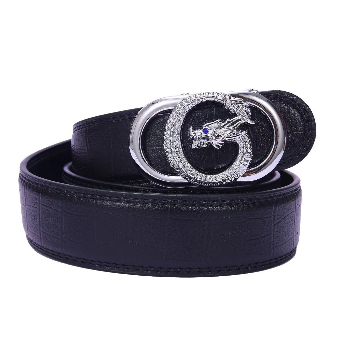 Men's Silver Buckle PU Leather Belt