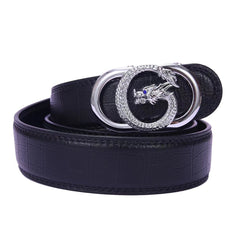 Men's Silver Buckle PU Leather Belt