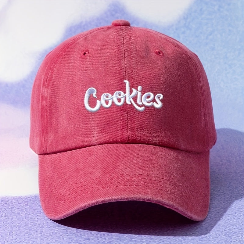Letter Embroidery Baseball Cap Washed Distressed Unisex Sun Hat