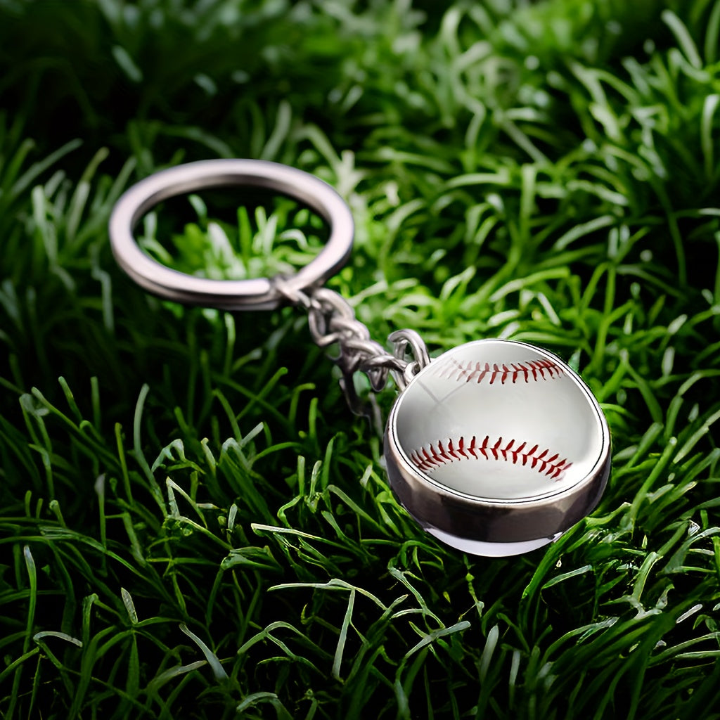 1pc Glass Sports Keychain Pendant for Car Keys Backpacks Wallets