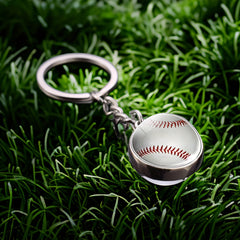 1pc Glass Sports Keychain Pendant for Car Keys Backpacks Wallets