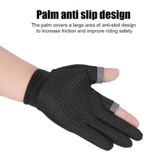 1pair Fishing Gloves Anti slip Breathable Mitten 2 finger Cut Unisex Gloves