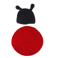 Knitted Ladybug Baby Beanie for Newborns