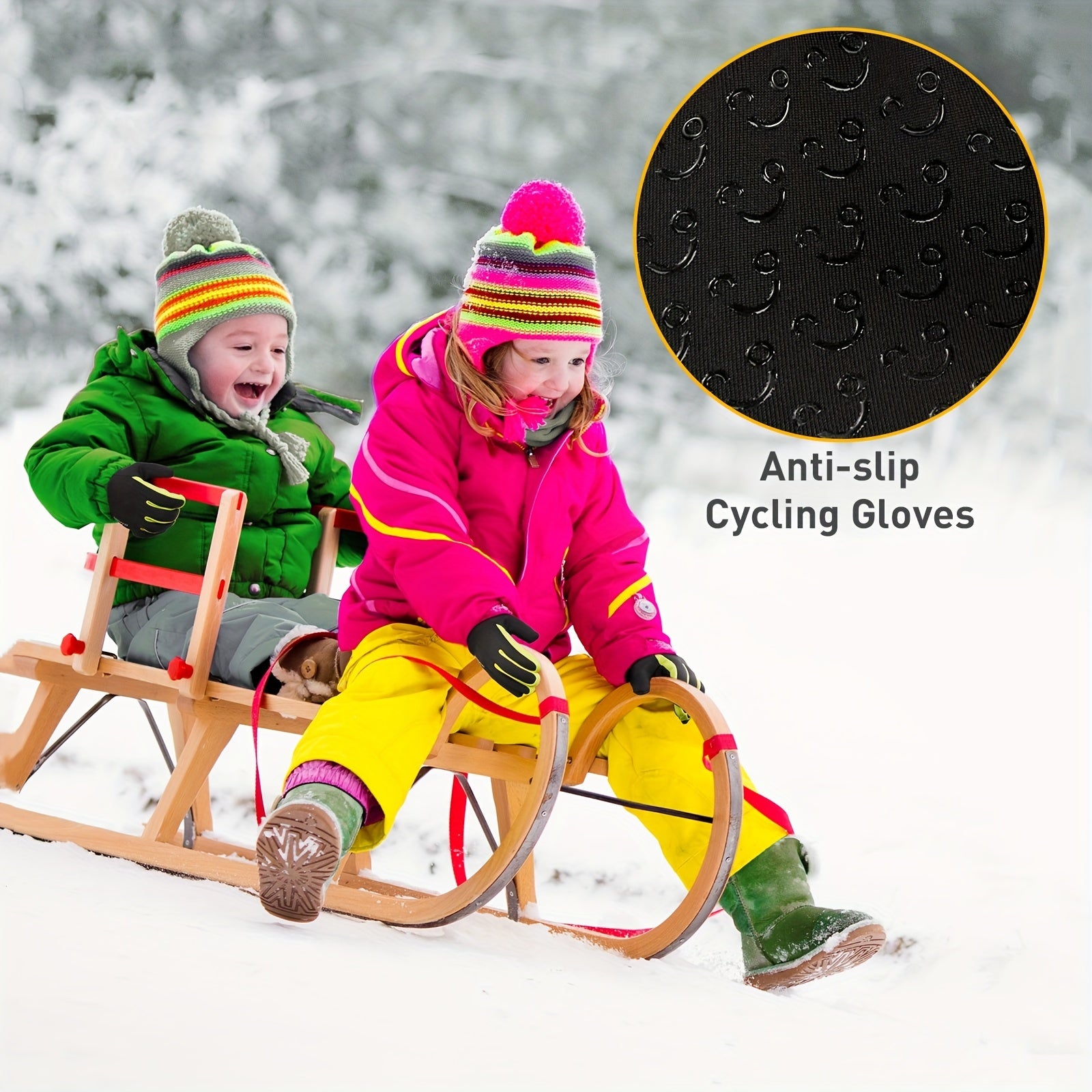 Kids Winter Touch Screen Sports Gloves, Non-slip, Warm, Outdoor