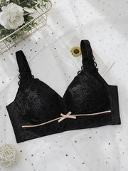 Contrast Lace Push Up Bra Adjustable Intimates Bra