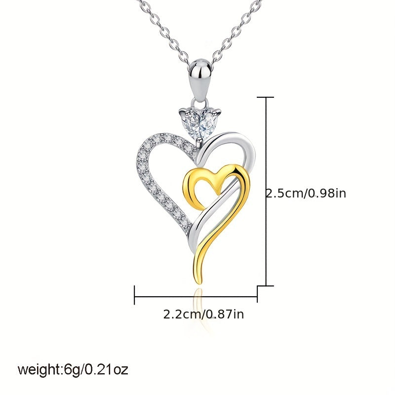 Girl's And Fairy Double Love Necklace Heart Shaped Pendant