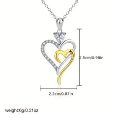 Girl's And Fairy Double Love Necklace Heart Shaped Pendant