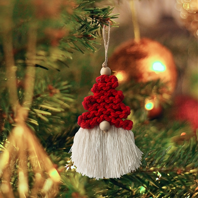 Hand Woven Tassel Pendant for Home Decor Christmas Tree Faceless Old Man