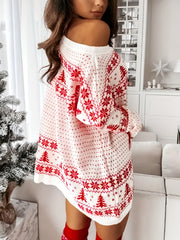 Christmas Sexy Sweater Dress Women's Plus Snowflake & Elk