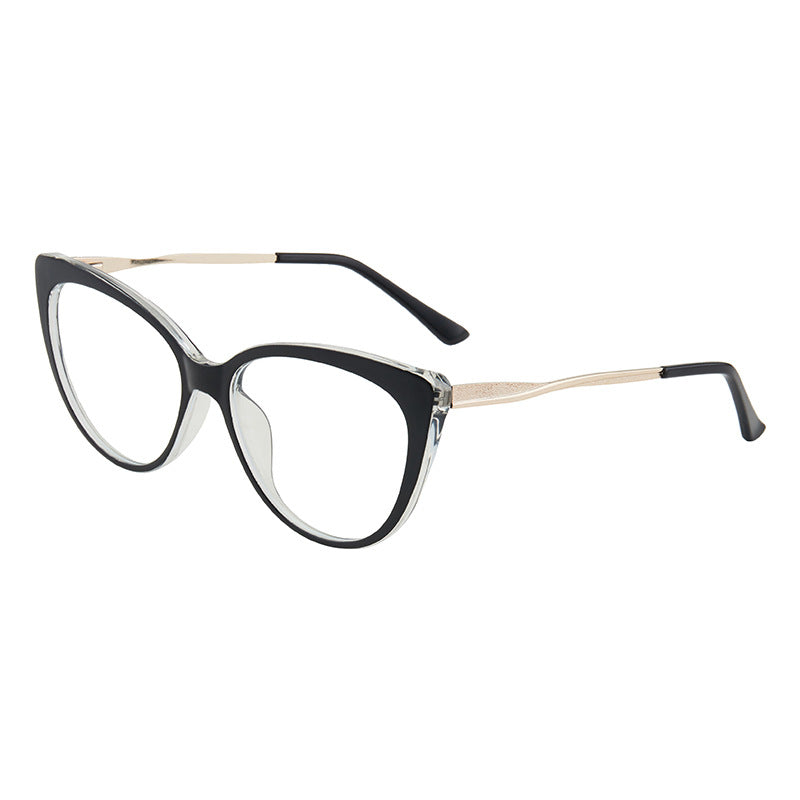 Cat Eye Frame Clear Light Blocking Glasses Stylish Discoloration Glasses