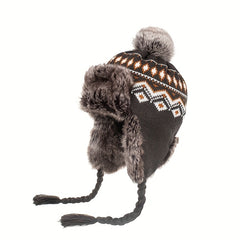 Ear Protection Plush Knited Wool Cap for Men and Women