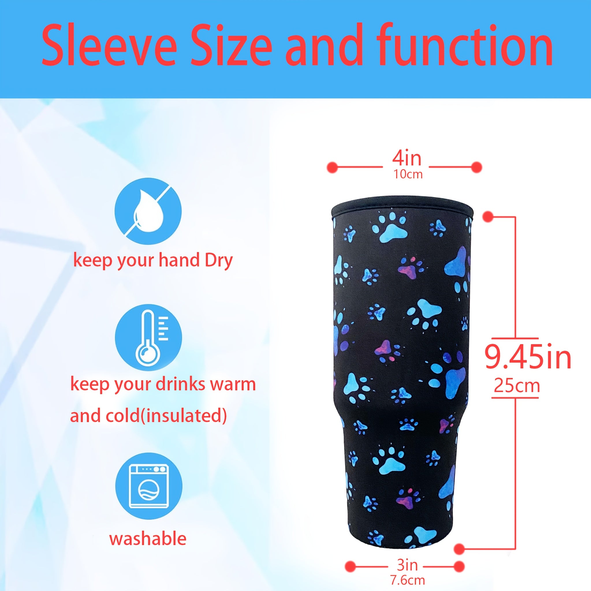 Dog Paw Neoprene Cup Cover for 40oz Tumbler Cups