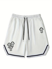 Men's Cross Graphic Drawstring Stretchy Shorts