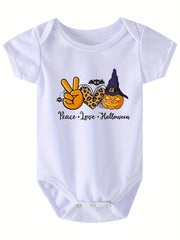 Halloween Party Series Cartoon Letter Pattern Newborn Summer Short Sleeve Romper