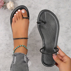 Women's Solid Slide Sandals Casual Flat Summer Shoes Lightweight